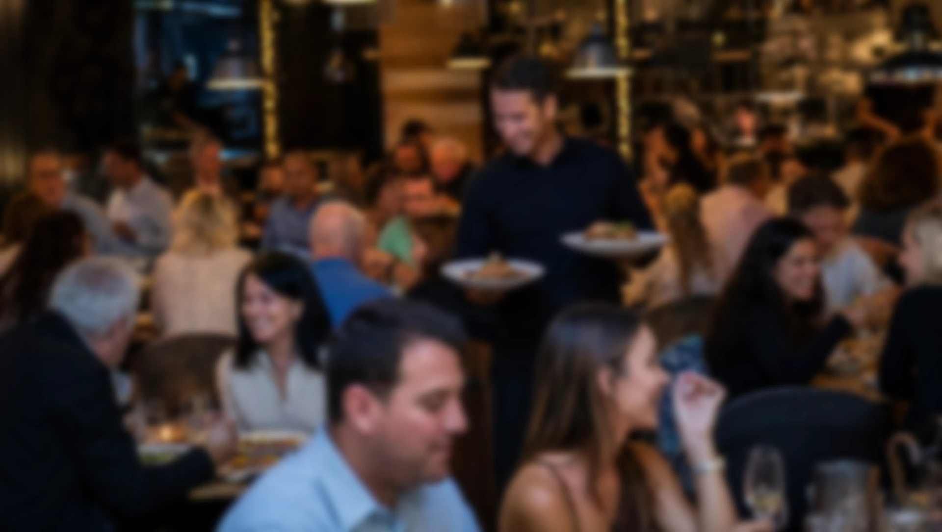 Busy restaurant dining room