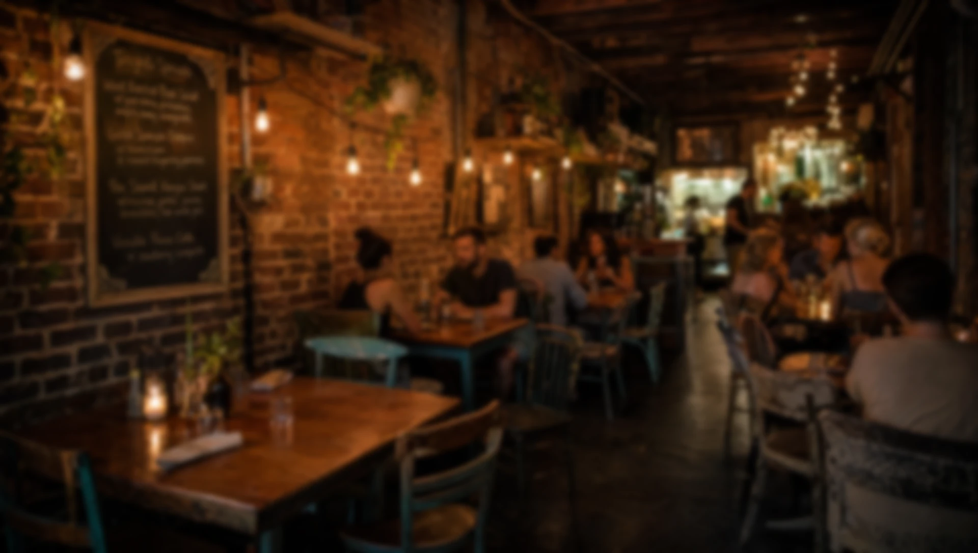 Busy restaurant dining room